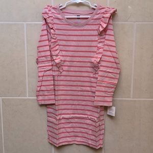 NWT Tea Collection Striped Ruffle Dress Apple Blossom Sz 7